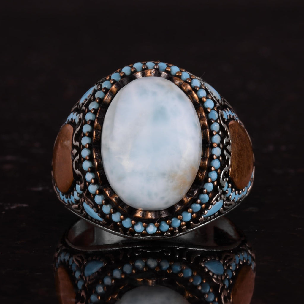Natural Larimar Stone Handmade Ring - 925 Sterling Silver — 4