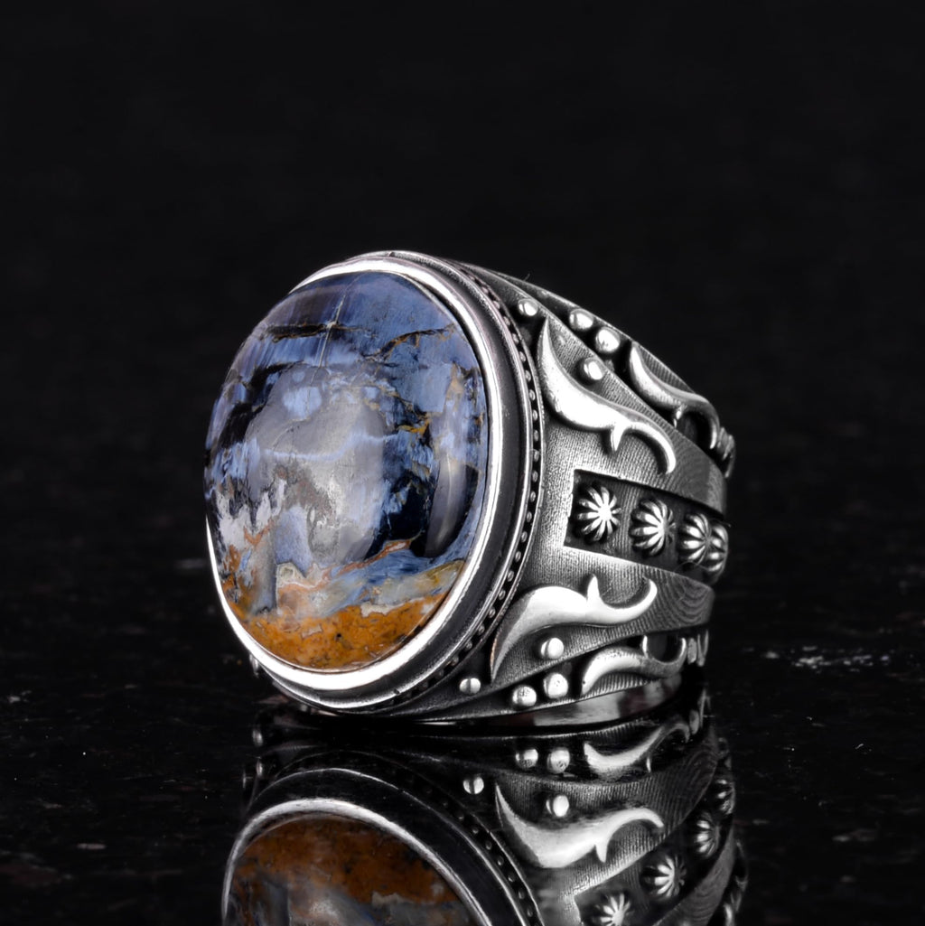 Natural Pietersite Stone Ring, 925 Sterling Silver — 6