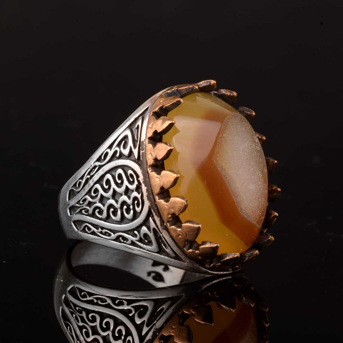 Silver Ring with Real Druzy Quartz Natural Stone — 5