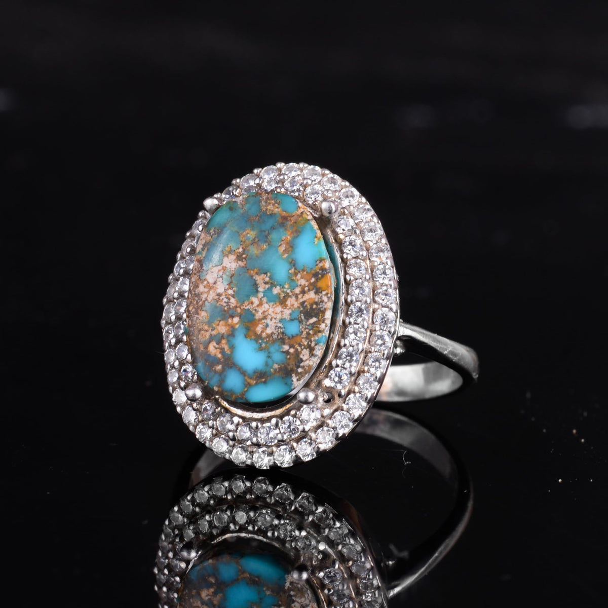KAMBO Natural Turquoise Stone Elegant Women's Ring – 925 Sterling Silver Handmade Jewelry (Style-8) — 5