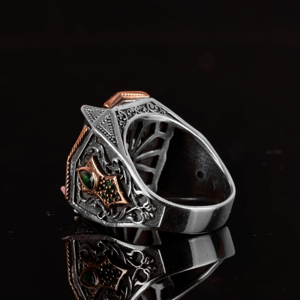 Natural Emerald Stone Ring - 925 Sterling Silver Handmade Jewelry — 7