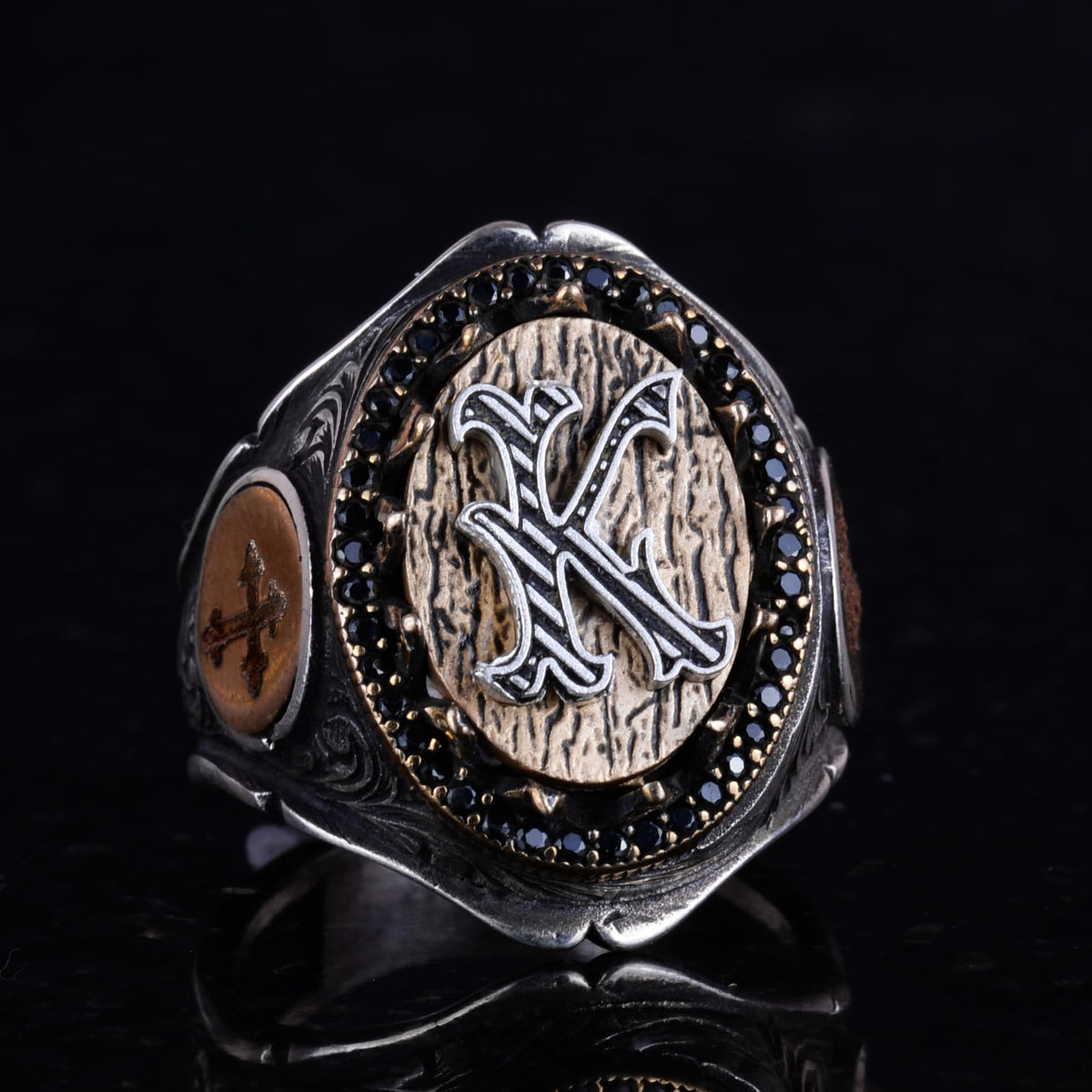 Cross Letter Silver Ring — 4