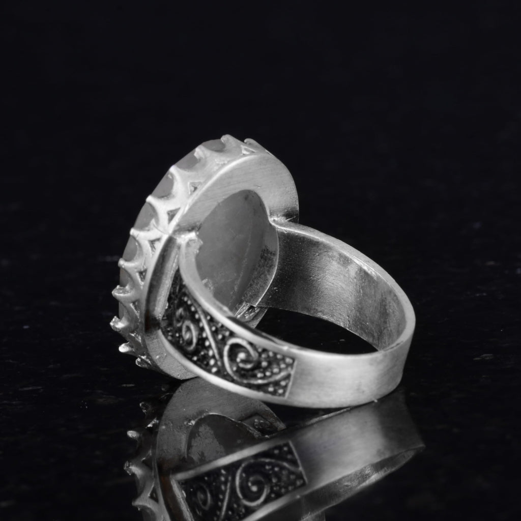 Natural Stone Ring - 925 Sterling Silver Big Ring - Handmade Ring (Golden Rutilated Quartz) — 7