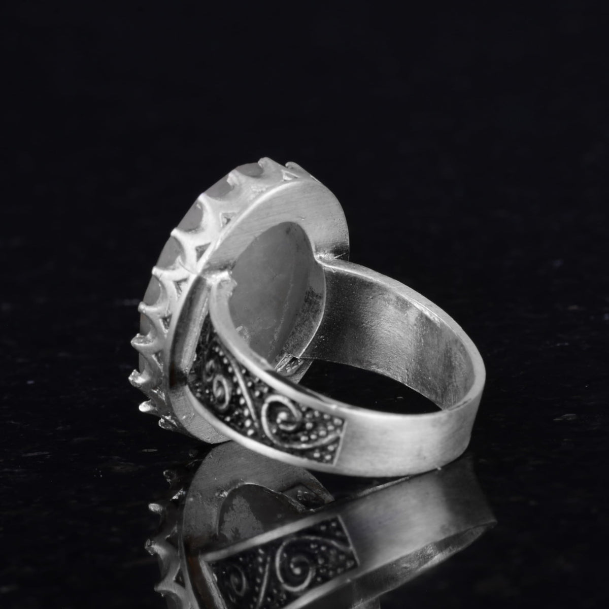 Natural Stone Ring - 925 Sterling Silver Big Ring - Handmade Ring (Golden Rutilated Quartz) — 7