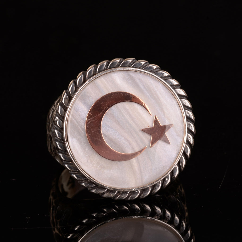 925 Sterling Silver Ring - Signet Ring - Symbolic Ring (Star and Crescent) — 7