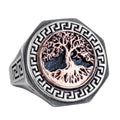 925 Sterling Silver Ring - Greek Key Design Men's Ring - Handmade Ring (Tree of Life)