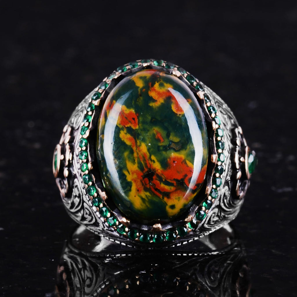 Natural Bloodstone Ring - 925 Sterling Silver Handcrafted Ring — 4