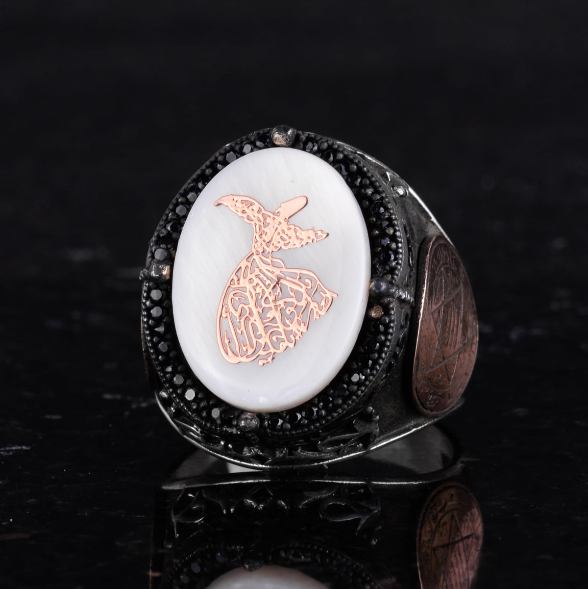 Patterned Handmade Ring - 925 Sterling Silver Men's Ring - Star of David Jewelry — 6