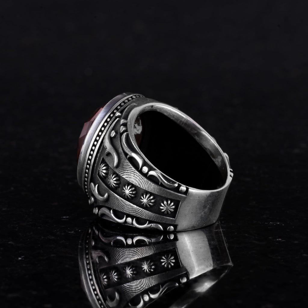 Synthetic Sultanit Stone Ring, 925 Sterling Silver Ring, Design Silver Men's Ring — 6