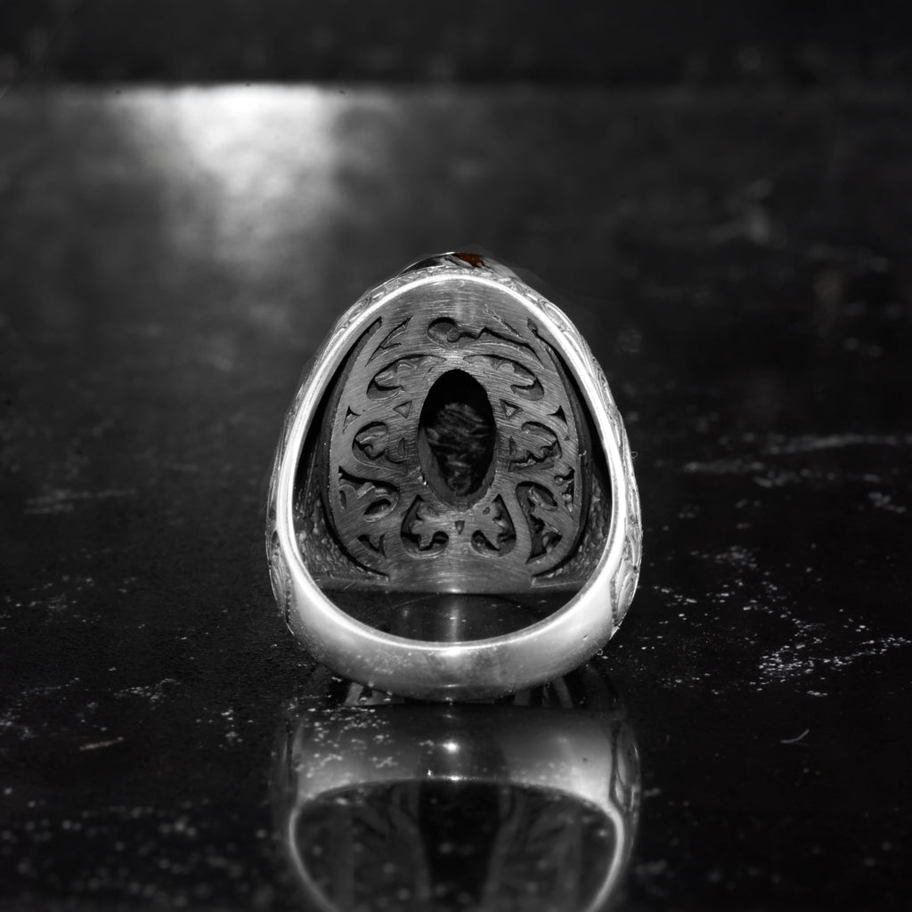 KAMBO Symbol Large Men's Ring 925 Sterling Silver - Motif Statement Ring - Antique Inspirational Vintage Byzantine Engraved Men's Jewelry — 5