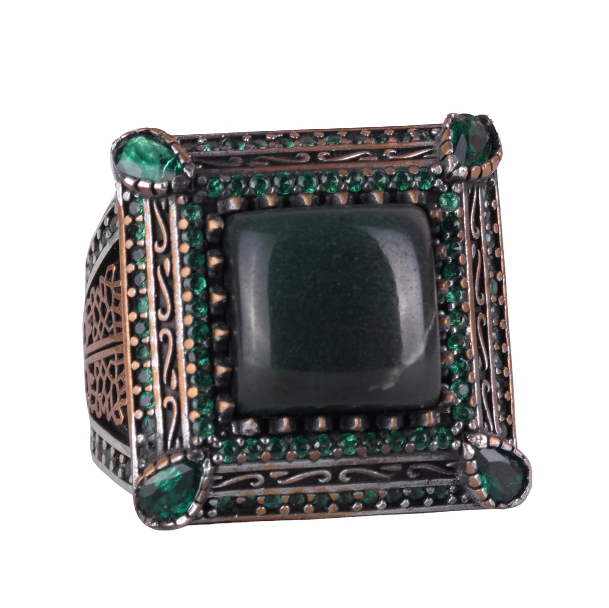 925 Sterling Silver Men's Ring - Luxury Design with Natural Malachite Stone