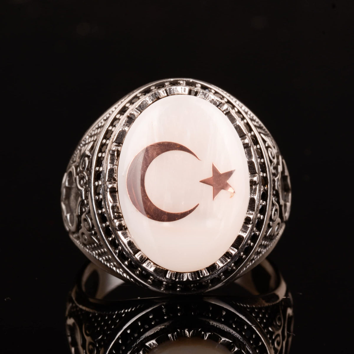 925 Sterling Silver Men's Ring, Malcolm X Ring, Star and Crescent Ring — 5