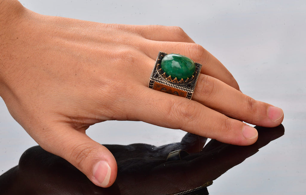 Green Jade Stone Ring — 6