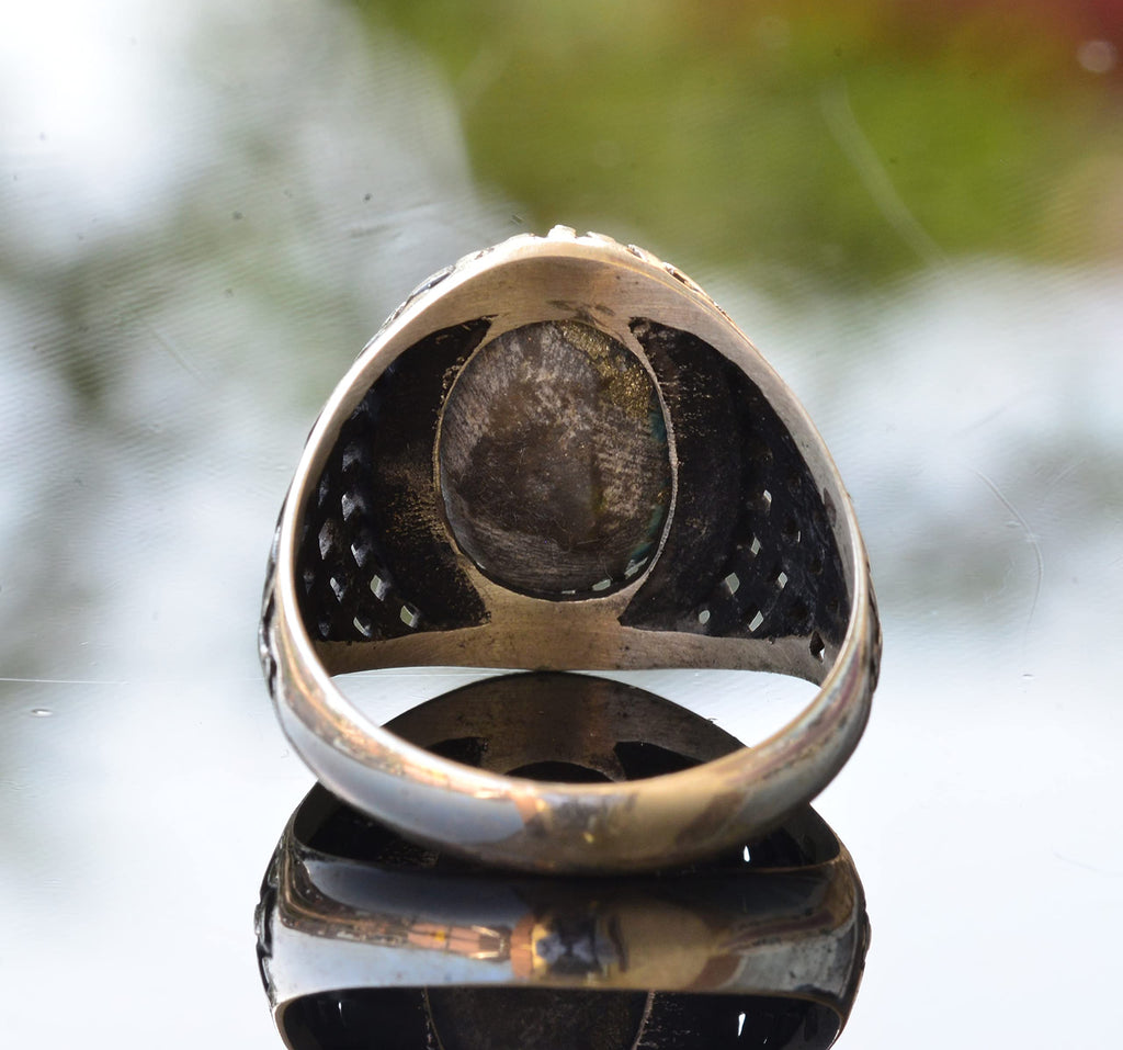 Arizona Turquoise Stone Ring, Raw Natural Stone, Silver Ring, Blue — 5