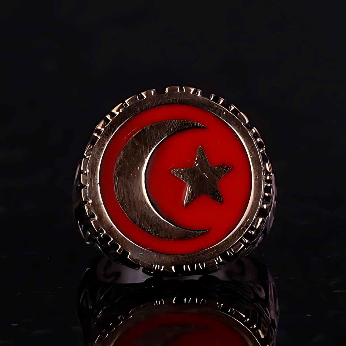 925 Sterling Silver Ring, Crescent and Star Ring, Handmade National Design — 6
