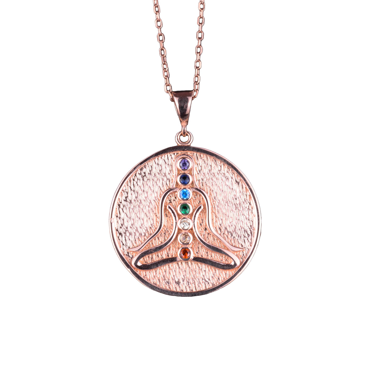 925 Sterling Silver Chakra Necklace, Rose Gold Plated