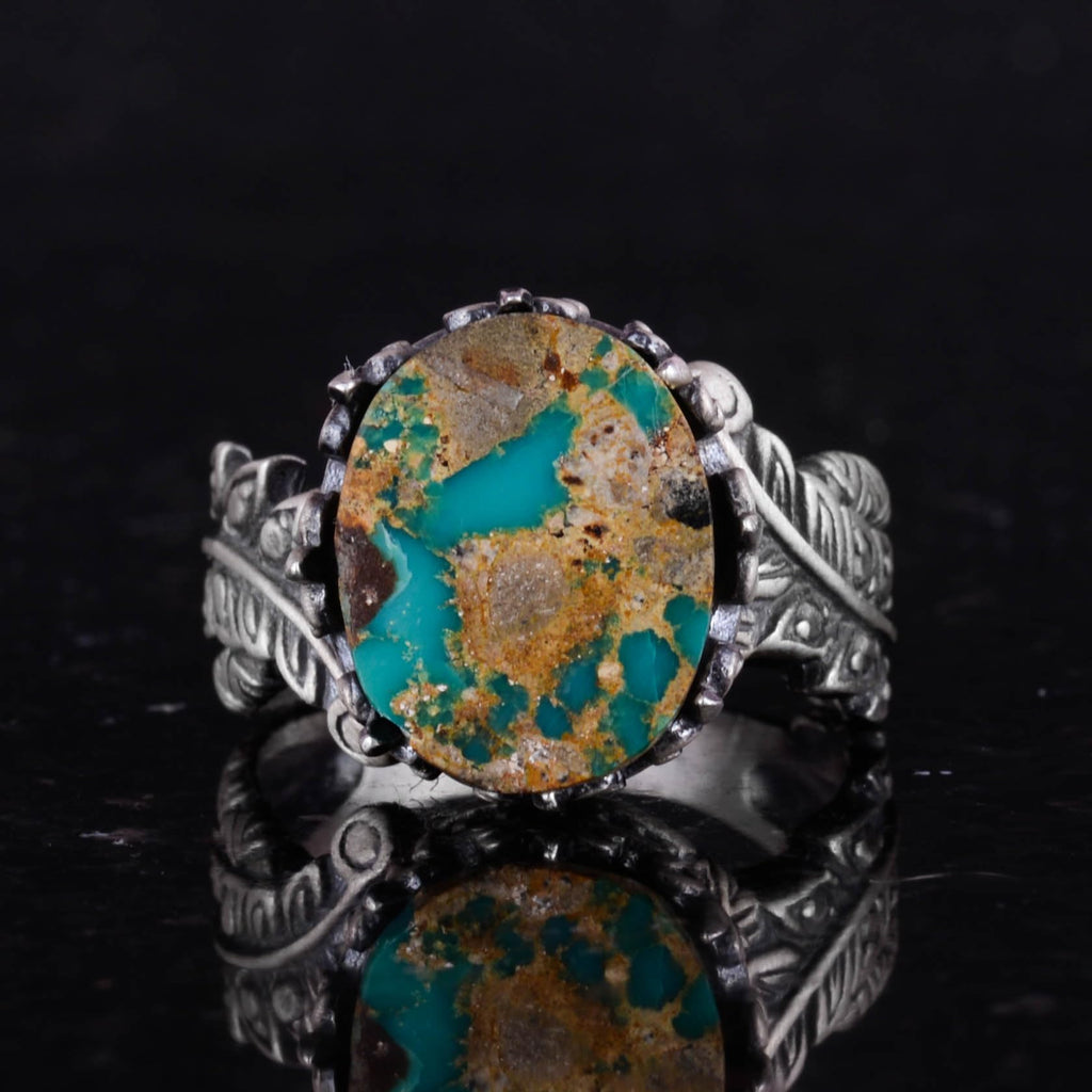 Natural Arizona Turquoise Stone Ring, 925 Sterling Silver Ring (Model-5) — 4