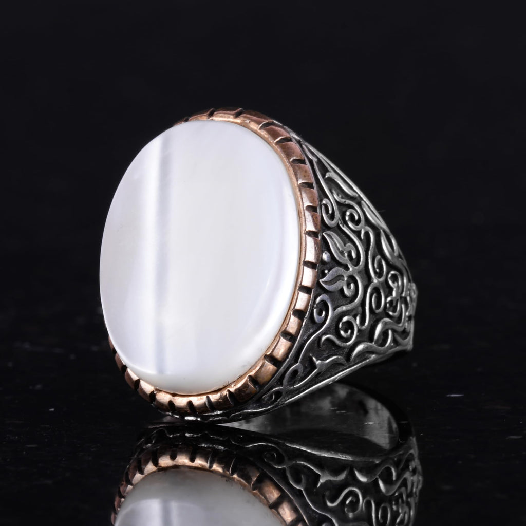 Natural Pearl Stone Ring, Sultan Ring, 925 Sterling Silver — 5