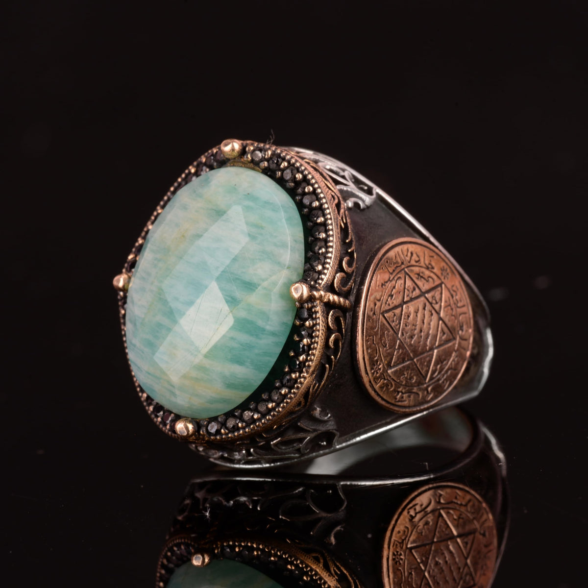 Natural Amazonite Stone Ring - 925 Sterling Silver Ring — 5