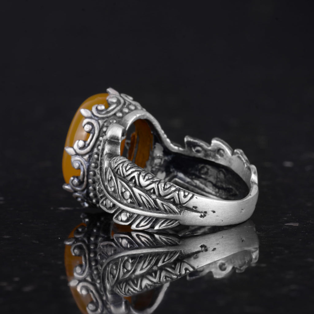 Natural Yellow Agate Stone Women's Ring — 6
