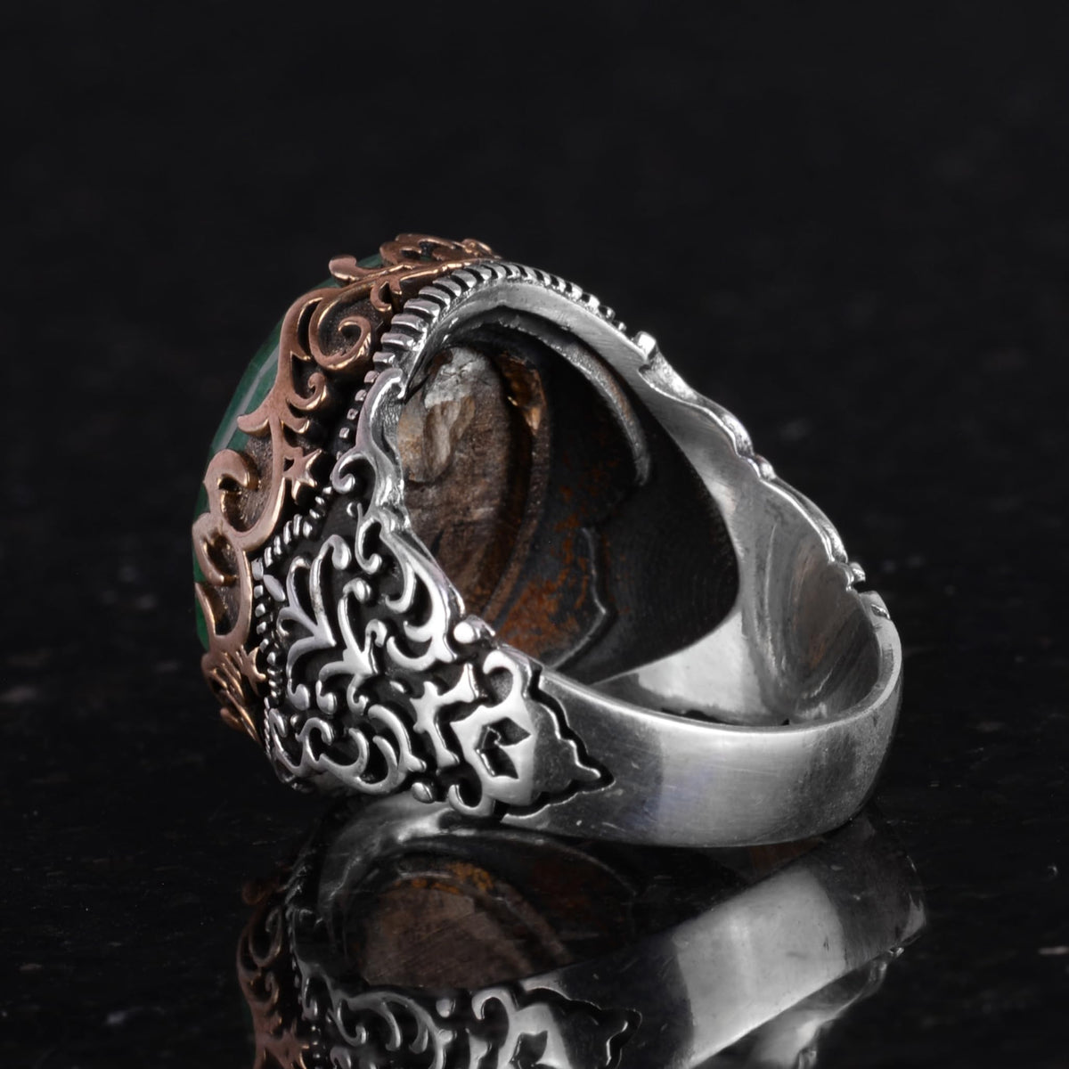 Natural Emerald Stone Handmade Ring - 925 Sterling Silver — 7
