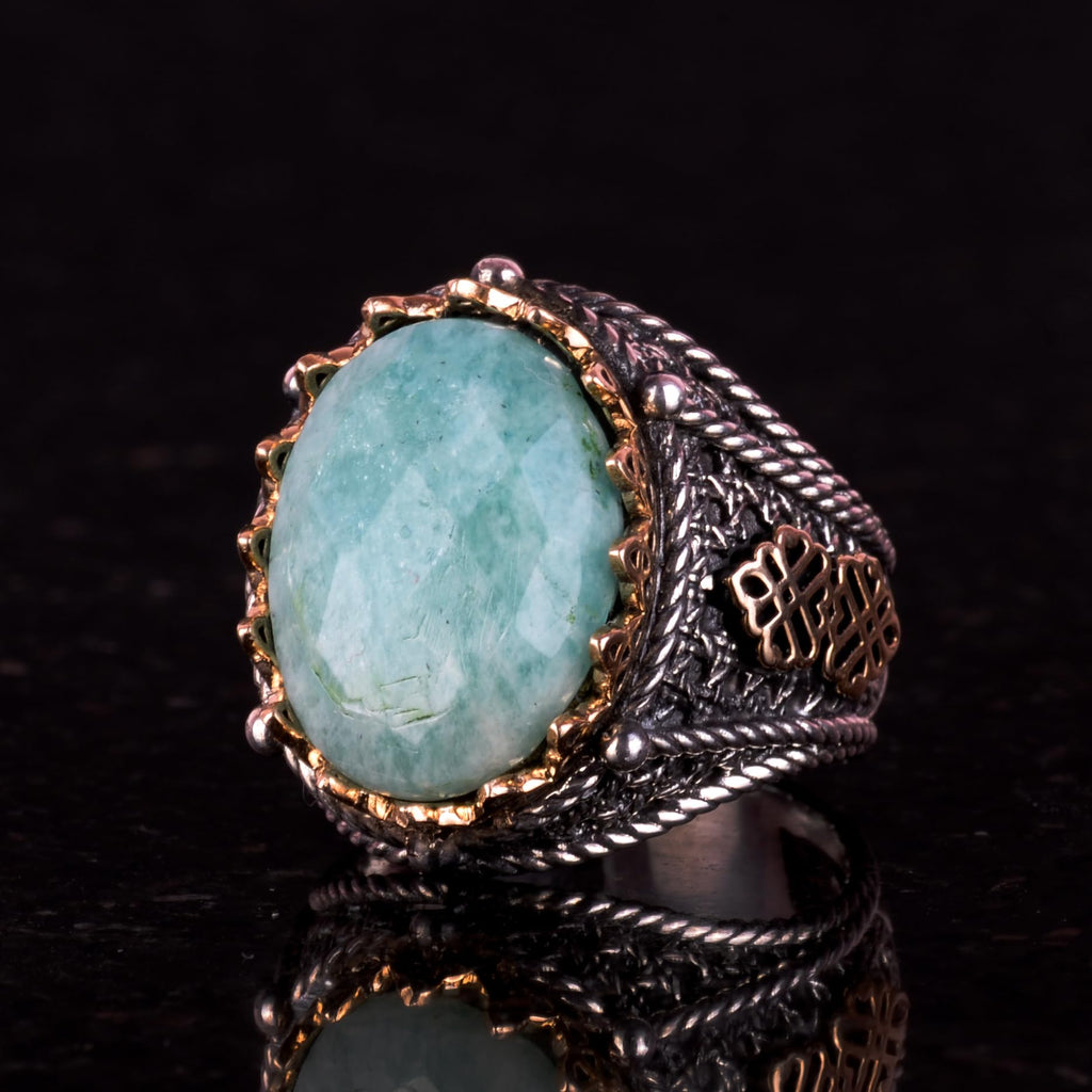 925 Sterling Silver Ring, Natural Stone Ring (Amazonite) — 4