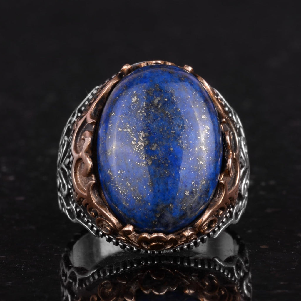 Natural Lapis Lazuli Stone Handmade Ring - 925 Sterling Silver — 4