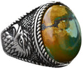 Natural Arizona Turquoise Stone Ring - 925 Sterling Silver Men's Eagle Ring, Suitable for Daily and Special Occasions (Model-3)