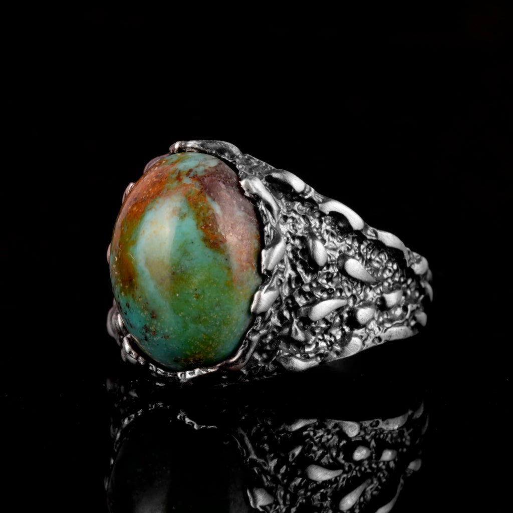 Natural Arizona Turquoise Stone Ring - 925 Sterling Silver Minimalist Ring (Model-5) — 4