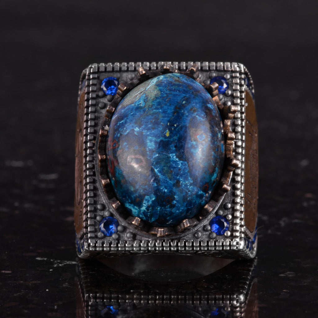 Natural Stone Ring - 925 Sterling Silver Islamic Ring - Handmade Calligraphy Ring — 4