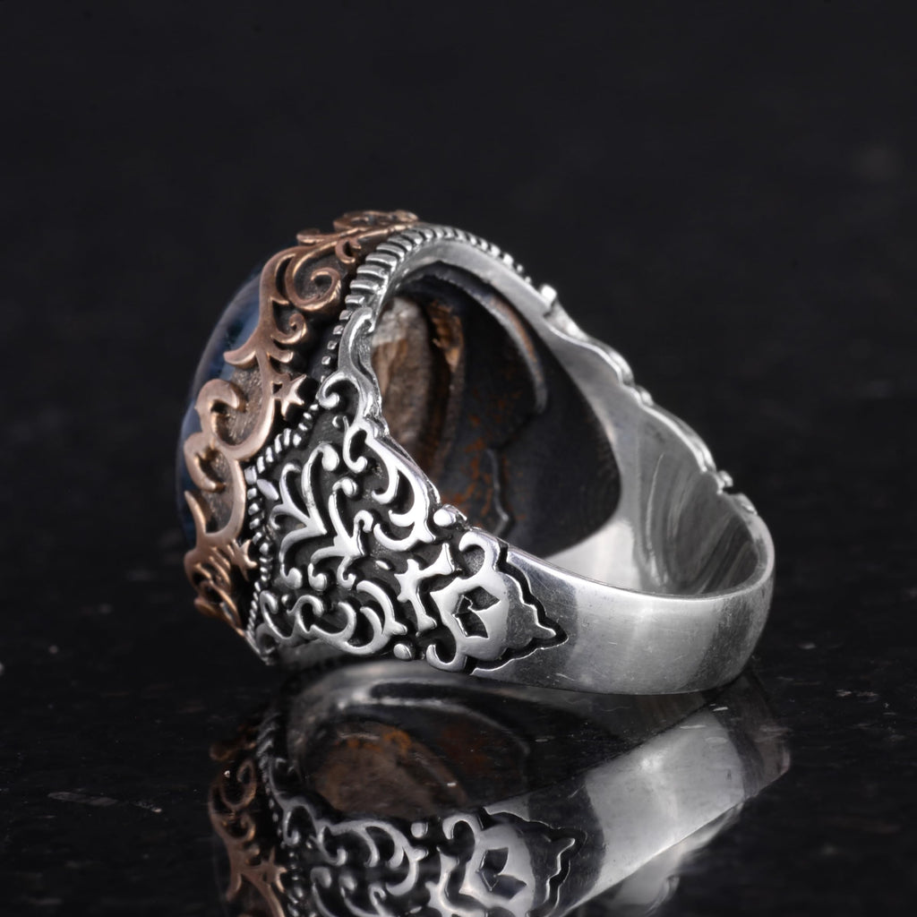 Natural Moss Agate Handmade Ring - 925 Sterling Silver — 6