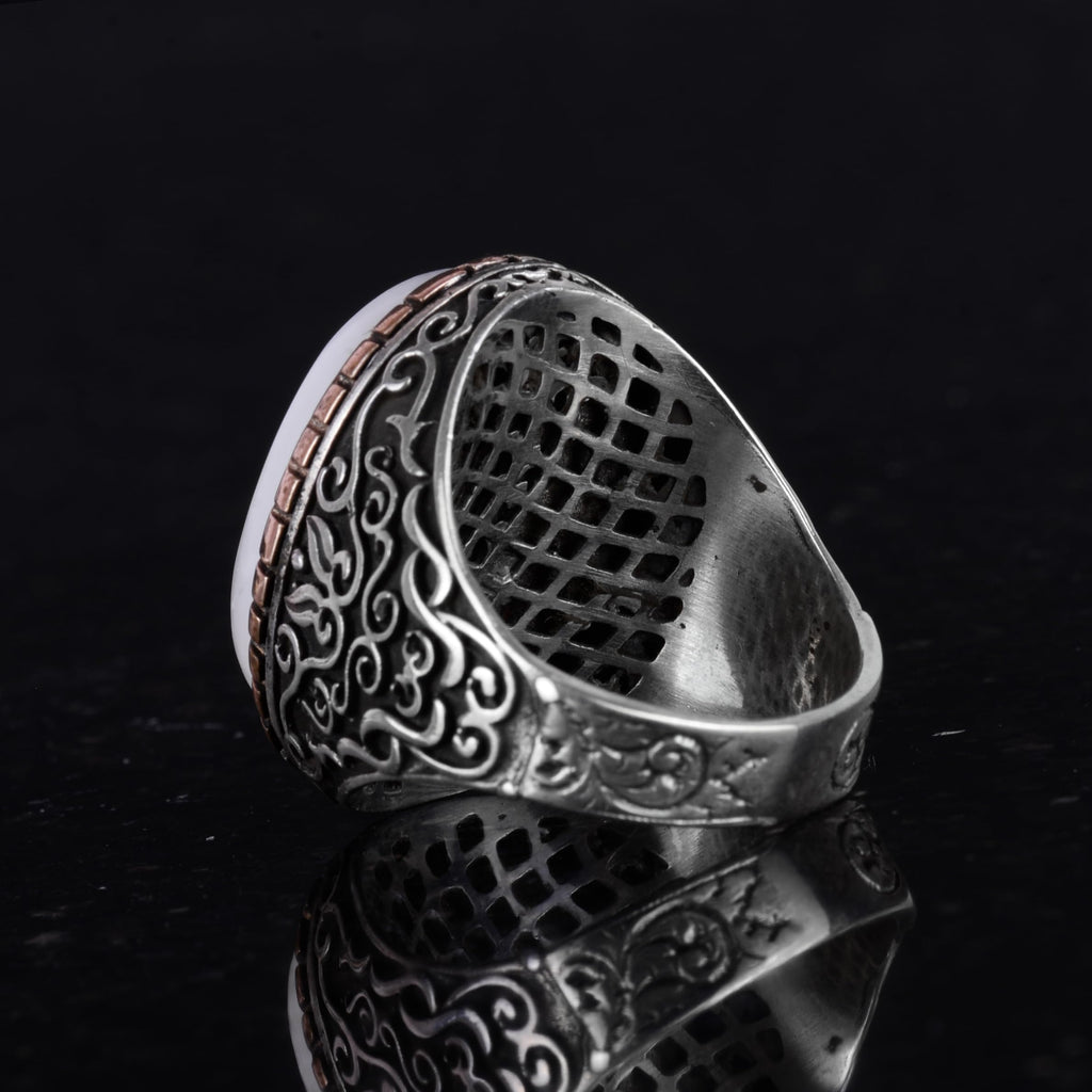 Natural Pearl Stone Ring, Sultan Ring, 925 Sterling Silver — 7