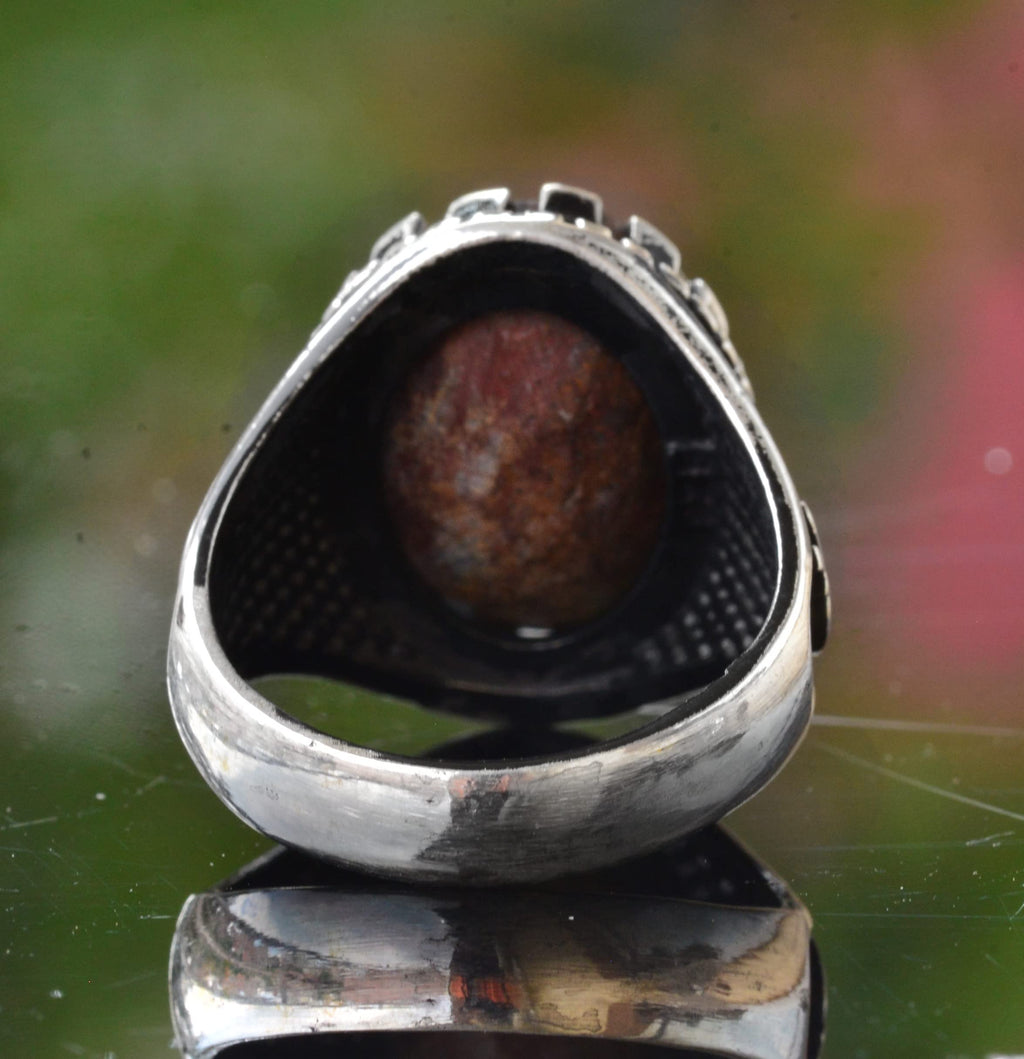 Arizona Turquoise Stone Ring - Ali Inscription, 925 Sterling Silver — 8