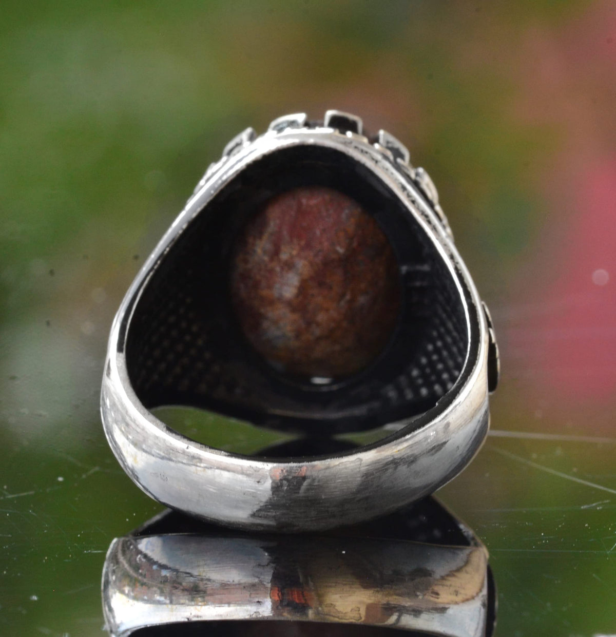Arizona Turquoise Stone Ring - Ali Inscription, 925 Sterling Silver — 8