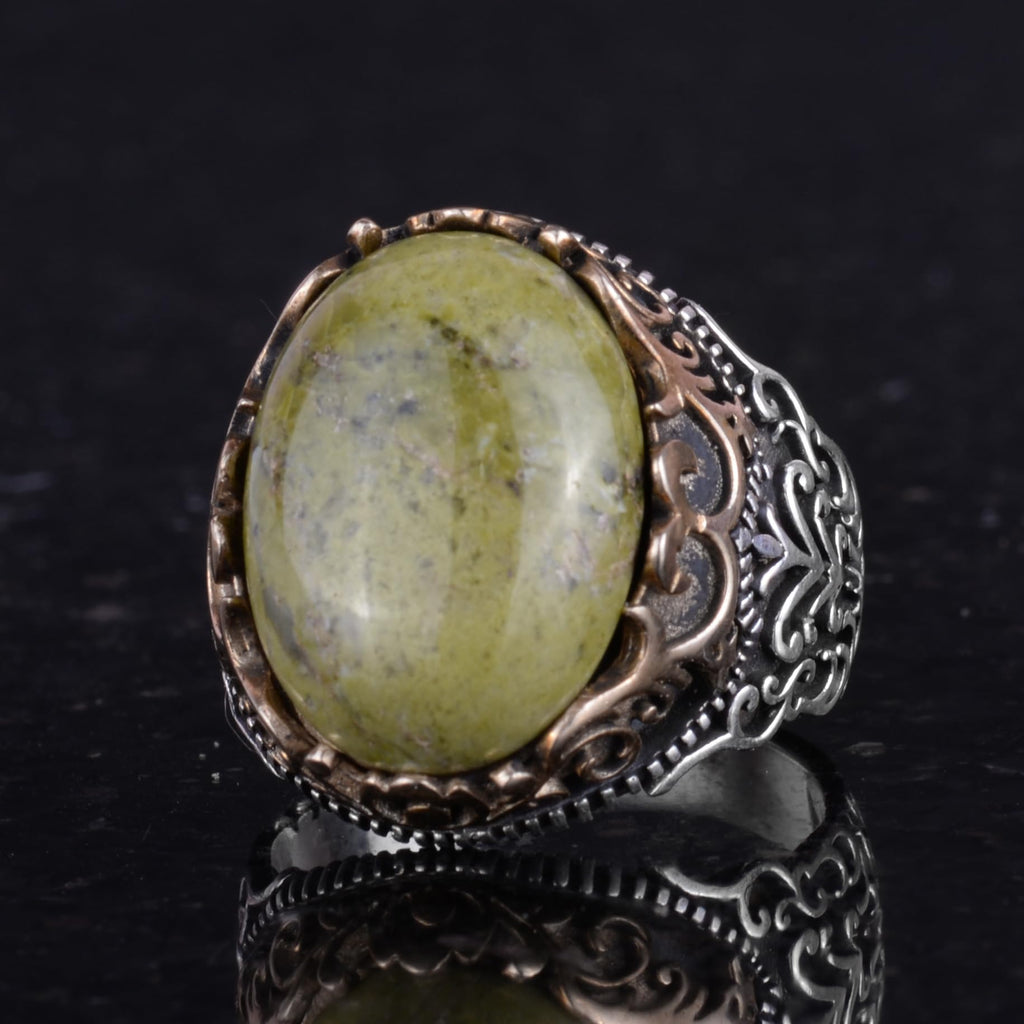 Natural Stone Handmade Ring - 925 Sterling Silver Ring - Unique Unakite Ring — 6