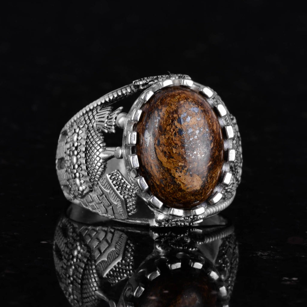Natural Bronzite Stone Ring — 5