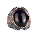 925 Sterling Silver Ring, Dark Blue Cat's Eye Stone Ring