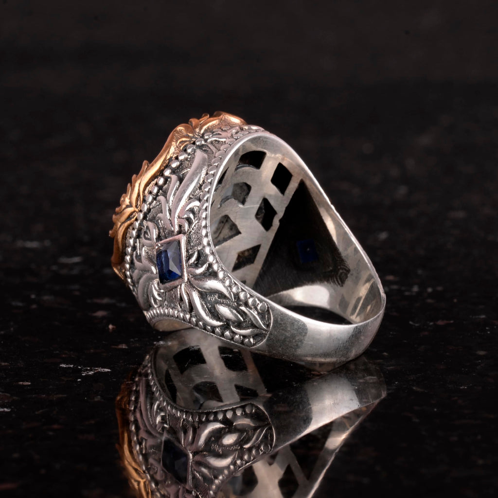 Synthetic Stone Ring - Handmade Men's Ring - Stylish 925 Sterling Silver Men's Ring (Light Blue Paraiba) — 7