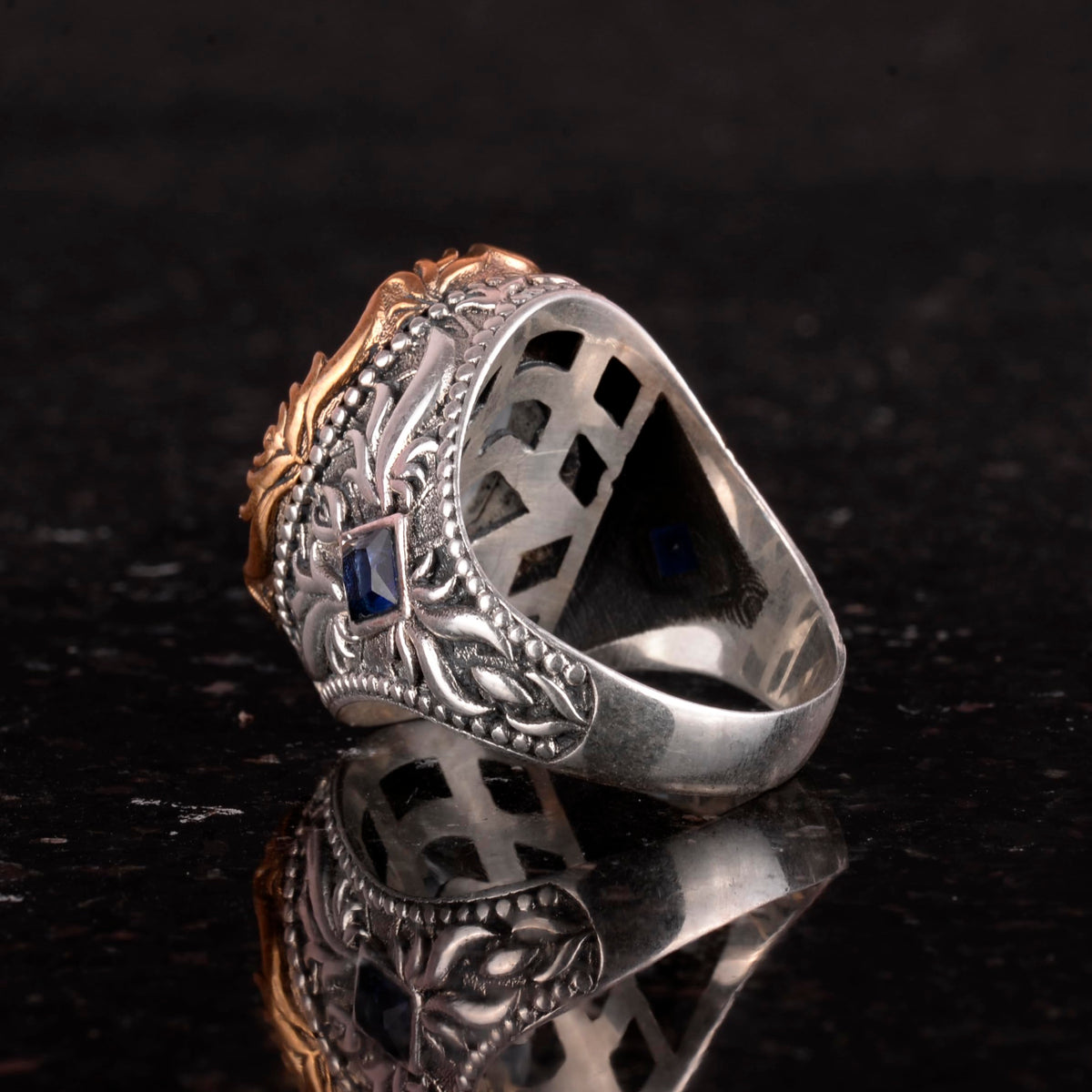Synthetic Stone Ring - Handmade Men's Ring - Stylish 925 Sterling Silver Men's Ring (Light Blue Paraiba) — 7