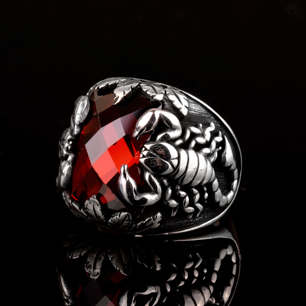 Handmade Ring, 925 Sterling Silver Ring, Synthetic Garnet Stone Ring — 6