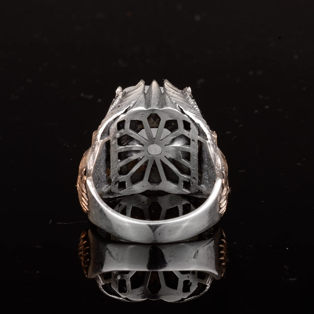 Natural Moonstone Eagle Men's Ring — 9