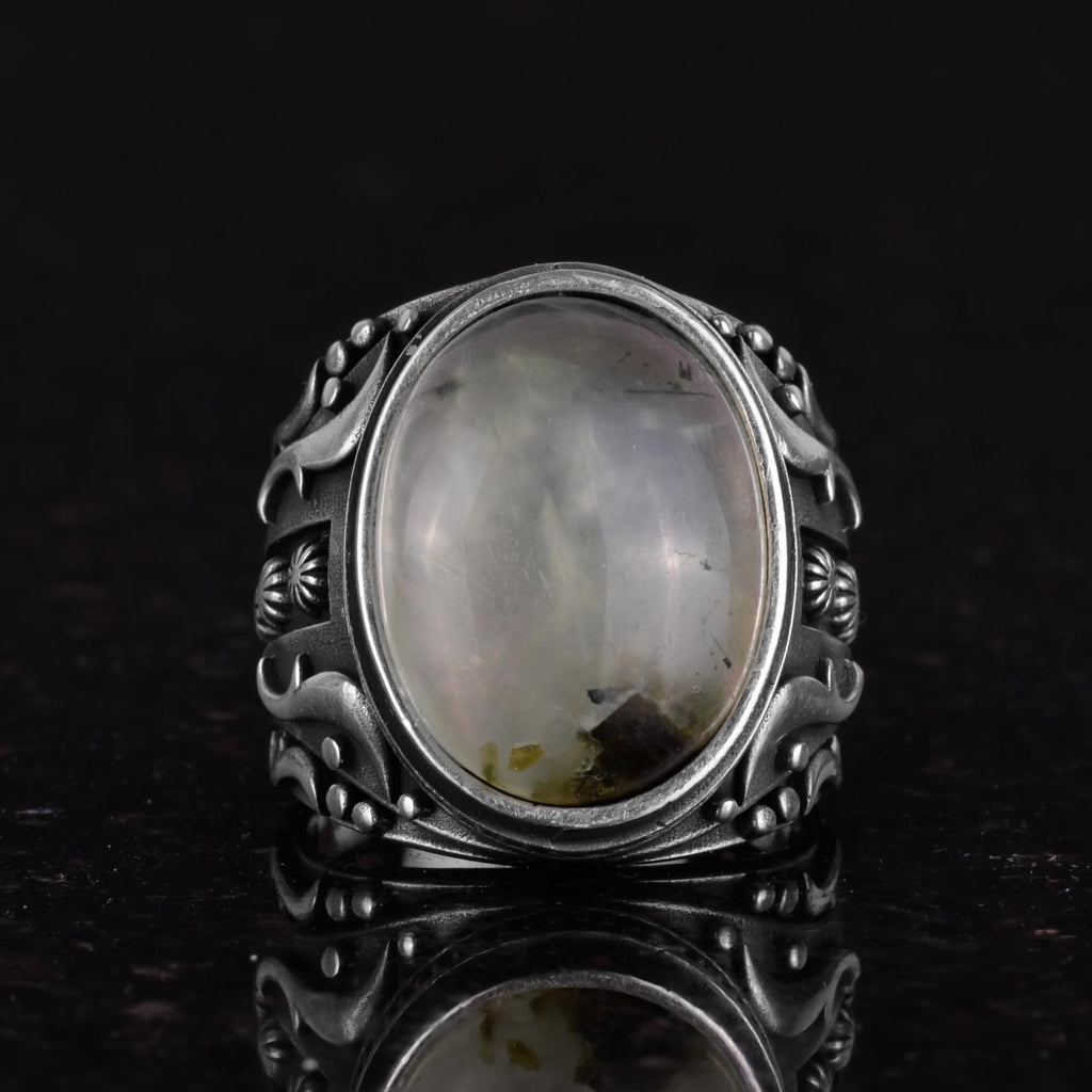 Natural Prehnite Jade Stone Ring — 4