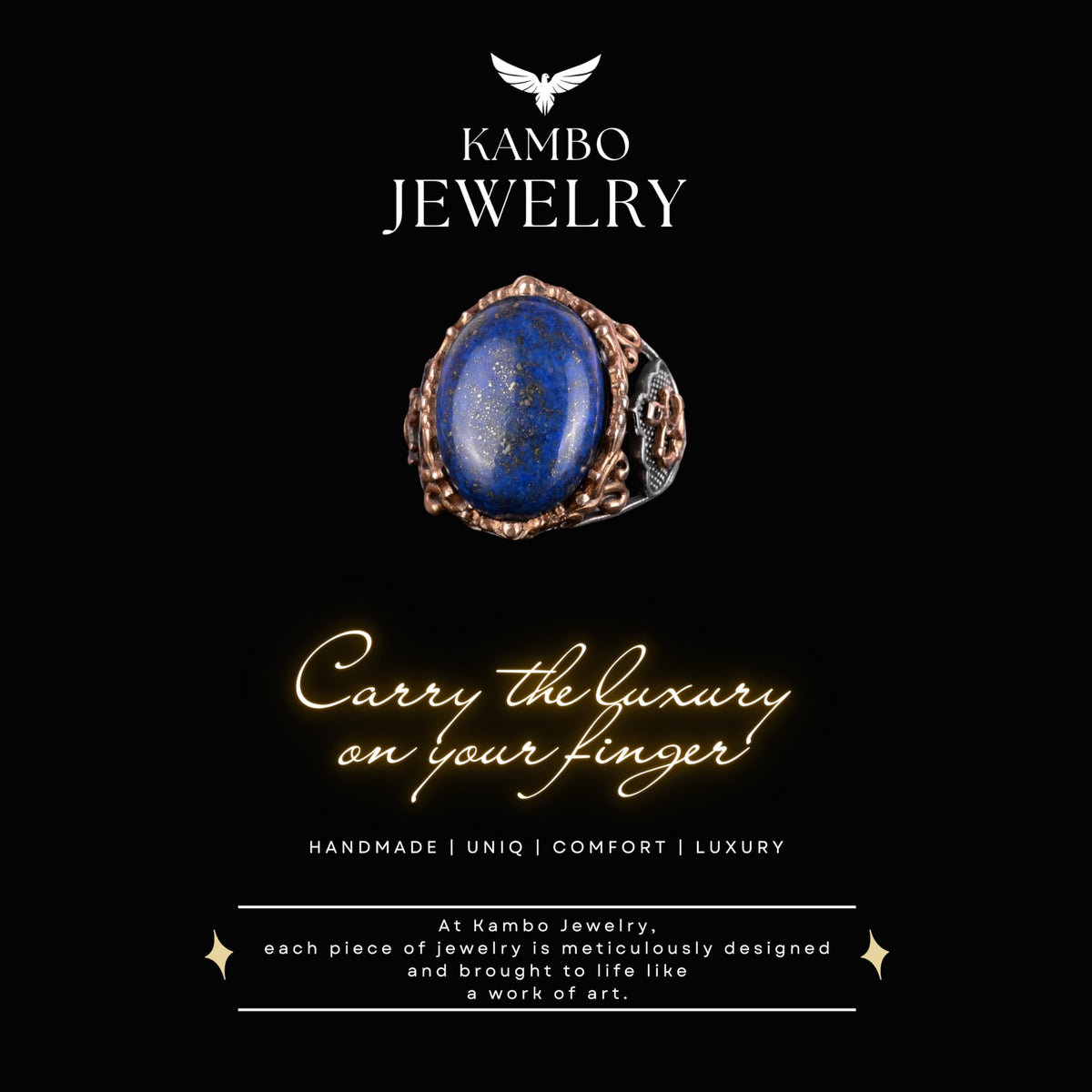 Handmade Lapis Lazuli Stone Ring - KAMBO — 4