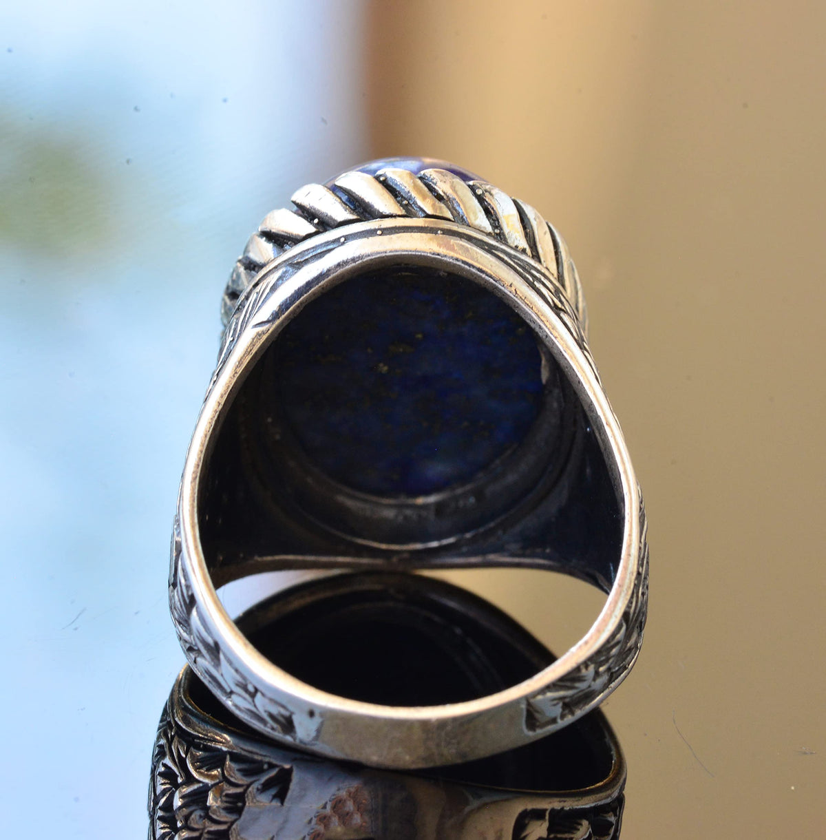 Lapis Lazuli Stone Handmade Silver Men's Ring — 5