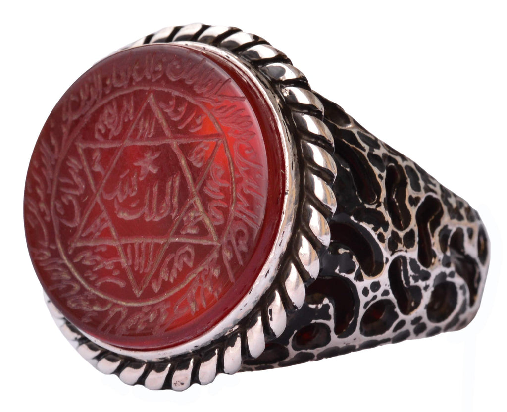 David Star Ring, Solomon Seal, 925 Sterling Silver Men's Ring, Gray