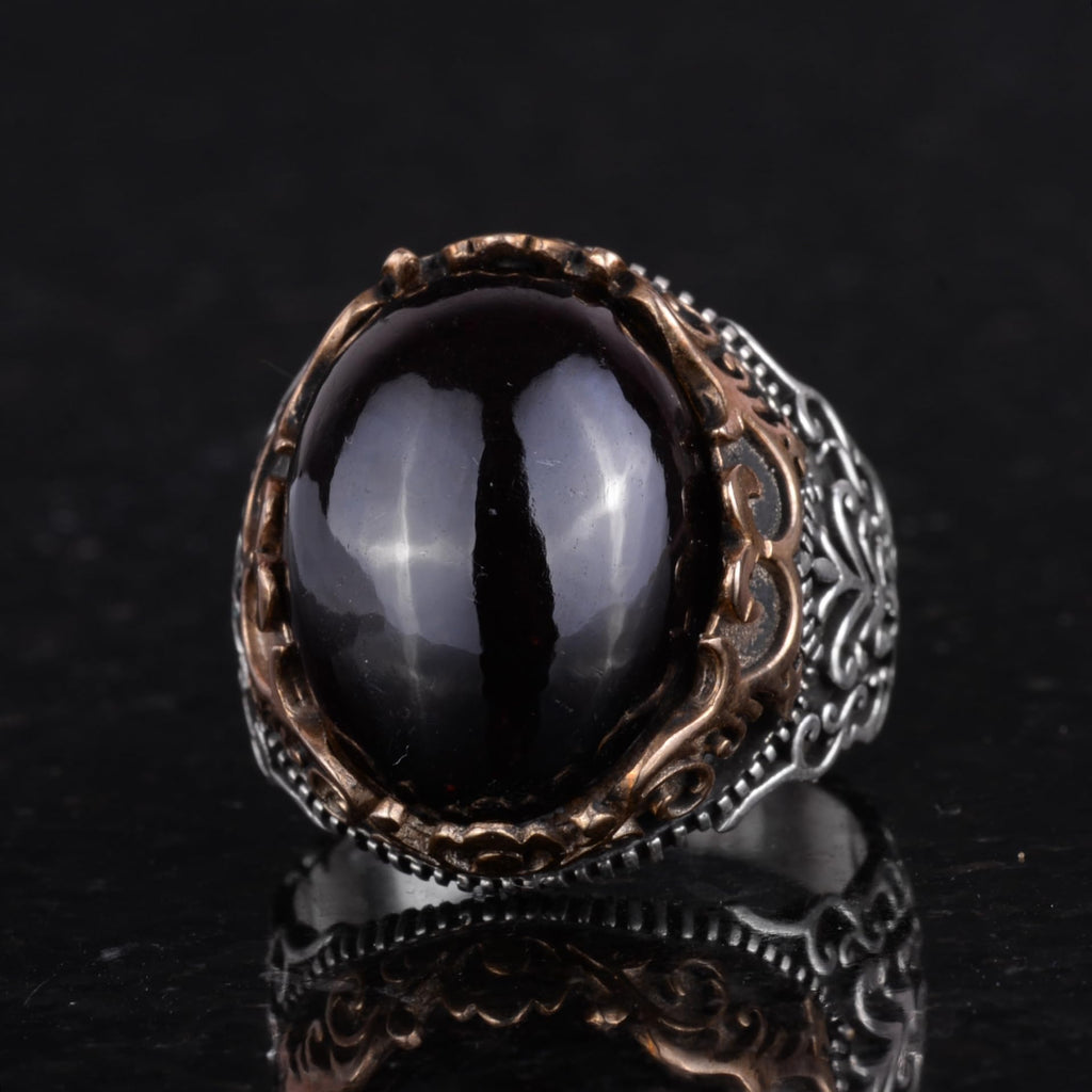 Natural Garnet Stone Handmade Ring - 925 Sterling Silver — 5