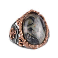 Anchor Ring, Green Blue Stone Ring - 925 Sterling Silver Men's Ring
