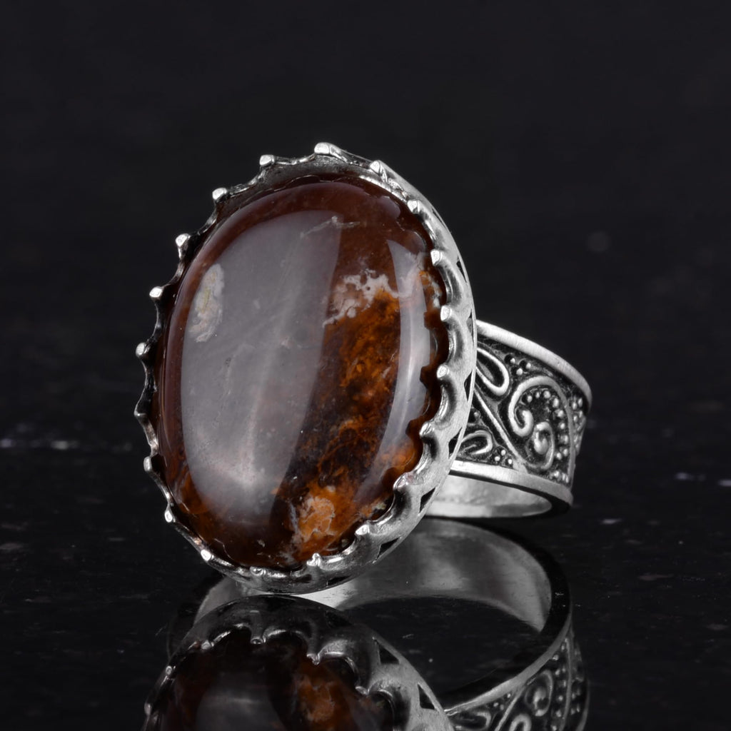 Natural Agate Stone Ring - 925 Sterling Silver — 5