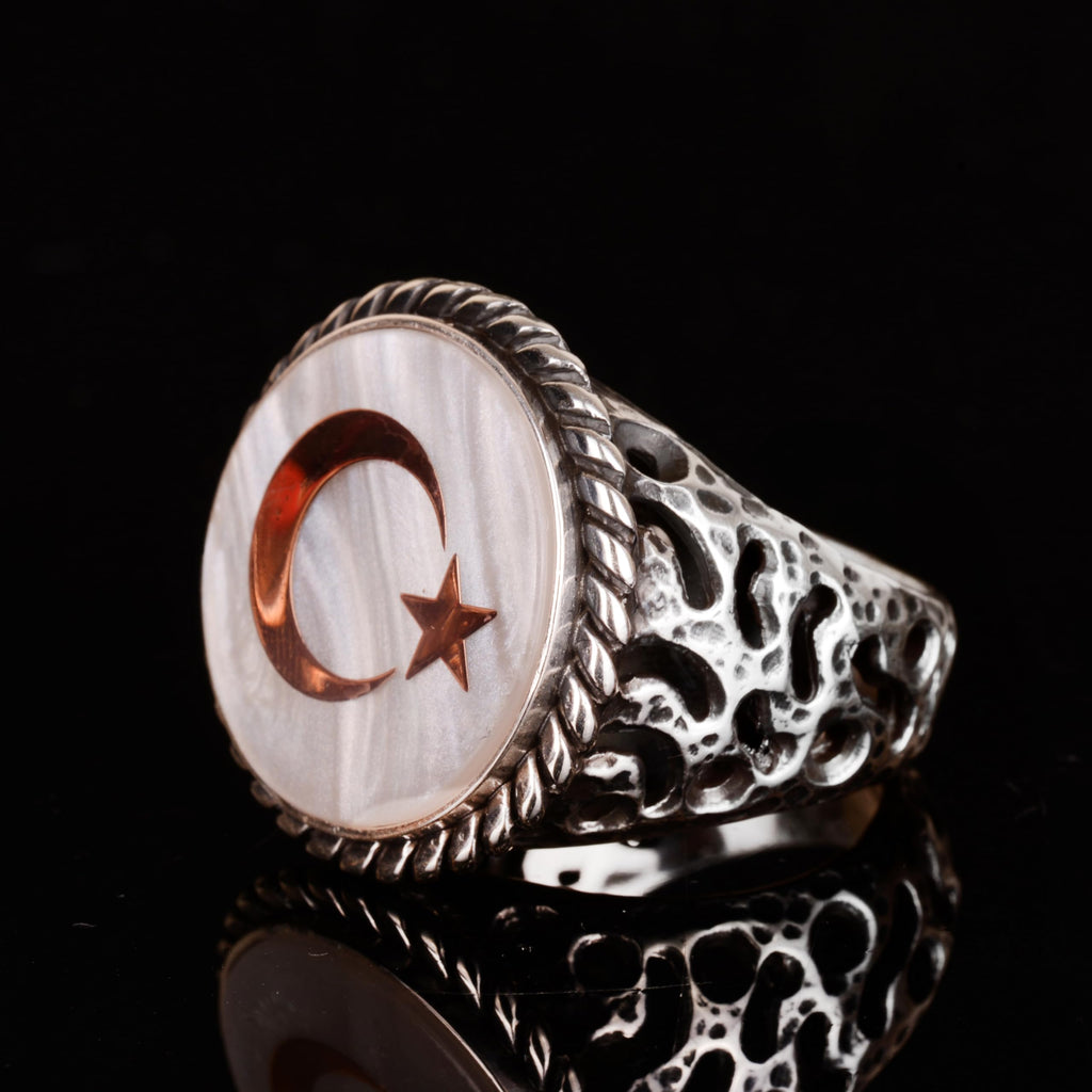 925 Sterling Silver Ring - Signet Ring - Symbolic Ring (Star and Crescent) — 5