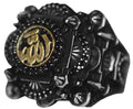 KAMBO Men's 925 Sterling Silver Ring with ALLAH Inscription - Islamic Mosque Engraved 3D Design